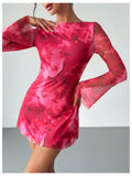 Milumia Women's Floral Bell Sleeve Mini Dress Boat Neck Pink Size M by Deal US