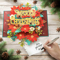POPWOW Christmas Floral Poinsettia 3D Pop Up Card 5x7 with Envelope by Deal US