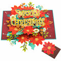 POPWOW Christmas Floral Poinsettia 3D Pop Up Card 5x7 with Envelope by Deal US