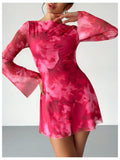 Milumia Women's Floral Bell Sleeve Mini Dress Boat Neck Pink Size M by Deal US
