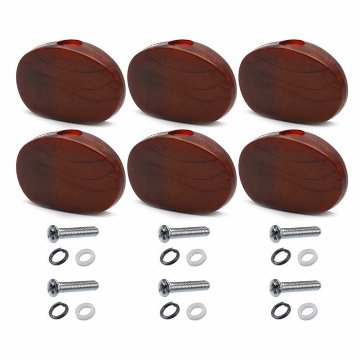 SAPHUE Guitar Tuning Pegs Brown Pearl 6PCS Universal Replacement Keys by Deal US