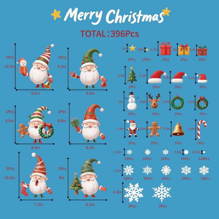 XISHIUYIS 396Pcs Christmas Window Decorations Removable Clings White by Deal US