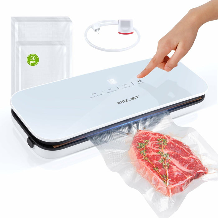 Amz Jet Vacuum Sealer Food LED Touch Digital White 50 Bags Included by Deal US