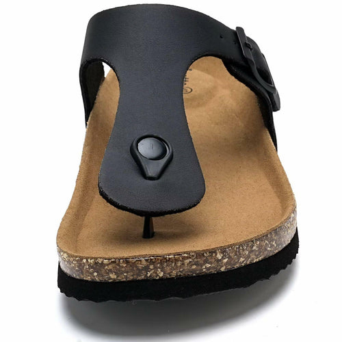 Torotto Flip Flops Thong Sandals Cork Footbed Adjustable Black Size 44 by Deal US