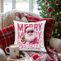 GDJIEGBC Pink Santa Christmas Pillow Cover 18x18 Flannel Holiday Decor by Deal US