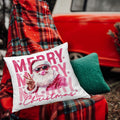 GDJIEGBC Pink Santa Christmas Pillow Cover 18x18 Flannel Holiday Decor by Deal US