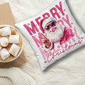GDJIEGBC Pink Santa Christmas Pillow Cover 18x18 Flannel Holiday Decor by Deal US
