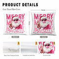 GDJIEGBC Pink Santa Christmas Pillow Cover 18x18 Flannel Holiday Decor by Deal US