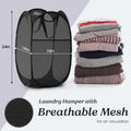 TECHMILLY Collapsible Mesh Laundry Hamper Pop Up w/Handles 2 Pack Black by Deal US