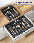 Kitsure Adjustable Cutlery Drawer Organizer Tray 7 Compartments Black by Deal US