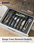 Kitsure Adjustable Cutlery Drawer Organizer Tray 7 Compartments Black by Deal US