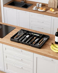 Kitsure Adjustable Cutlery Drawer Organizer Tray 7 Compartments Black by Deal US