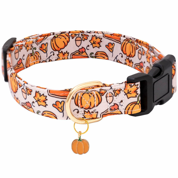 Faygarsle Orange Dog Collar Pumpkin Leaf Pattern Fall Autumn Small Size S by Deal US