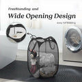 TECHMILLY Collapsible Mesh Laundry Hamper Pop Up w/Handles 2 Pack Black by Deal US