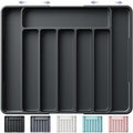 Kitsure Adjustable Cutlery Drawer Organizer Tray 7 Compartments Black by Deal US