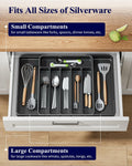 Kitsure Adjustable Cutlery Drawer Organizer Tray 7 Compartments Black by Deal US