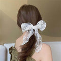 ASIJUNTYECHO Large Lace Hair Bows for Girls Women Tulle Jacquard Clips by Deal US