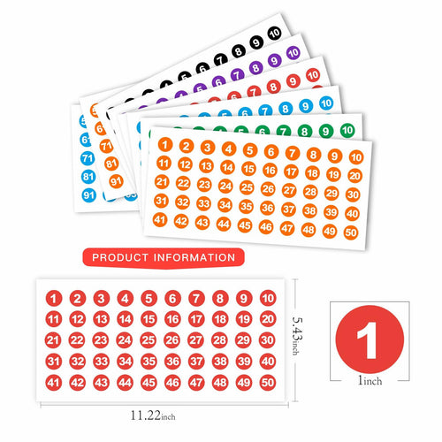 Tamoxu Number Stickers 1-100 Vinyl Waterproof 24 Sheets 1200Pcs Labels by Deal US