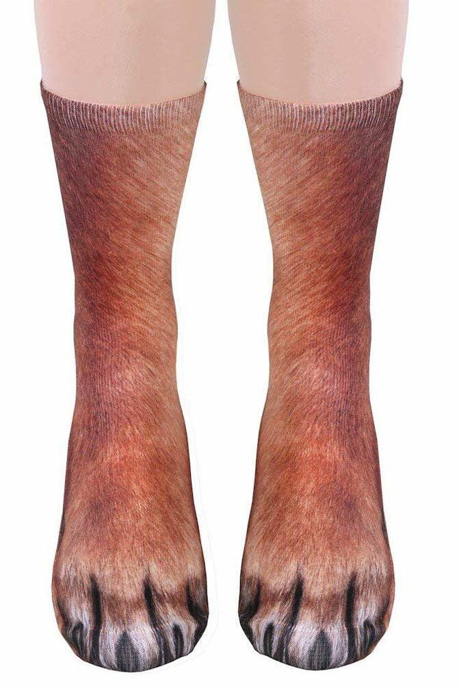 SportsWell Novelty Animal Paw Socks Funny 3D Print Crew Gag Gift by Deal US