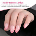 XZMeiLun Rose Pink French Tip Press On Nails Short Almond 30 Pcs by Deal US