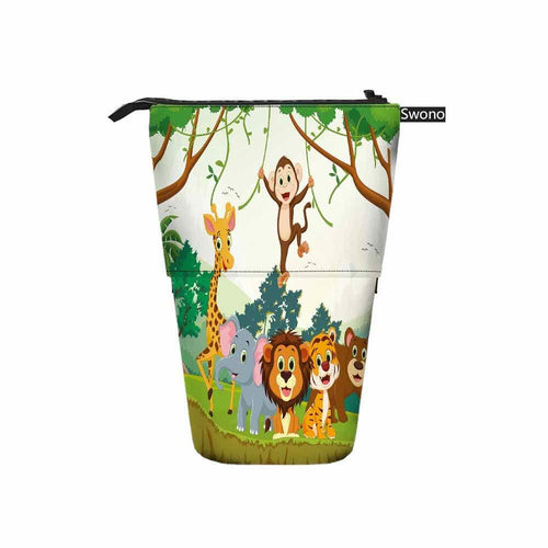 Swono Animal Pencil Case Jungle Monkey Tiger Giraffe Lion Elephant Colorful by Deal US