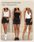 MONCCIZA Women's Denim Mini Jean Skirt Low Waist Blue Size One Size by Deal US