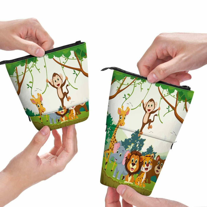 Swono Animal Pencil Case Jungle Monkey Tiger Giraffe Lion Elephant Colorful by Deal US