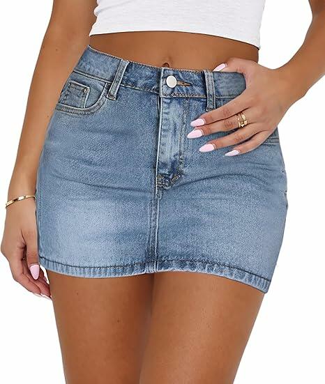 MONCCIZA Women's Denim Mini Jean Skirt Low Waist Blue Size One Size by Deal US
