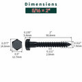 Fayeploo 5/16x2 Black Hex Head Lag Screws 304 Stainless Steel 10 pcs by Deal US