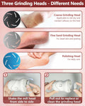NKJVE Electric Foot File Callus Remover 3 Heads 2 Speed White Rechargeable by Deal US