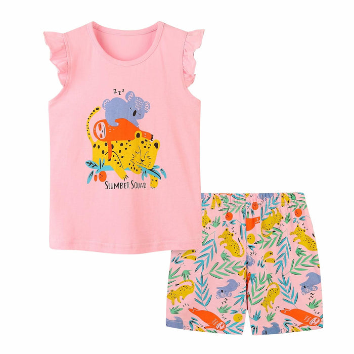 Zlwse Toddler Girls Cotton Flutter Sleeve Tank Top Shorts Set Size 2T-7Y by Deal US