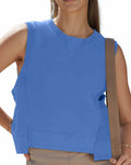 TARSE Womens Crop Tank Top Sleeveless Workout Tee Seablue Size L by Deal US