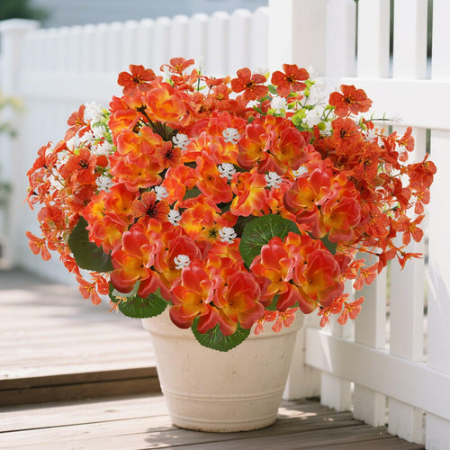 WOBUBU 14'' Artificial Fall Flowers 12 Bundles Orange UV Resistant by Deal US