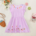 Mumetaz Toddler Girls Ruffle Sleeveless Floral Dress Purple Plaid Size 4-5T by Deal US