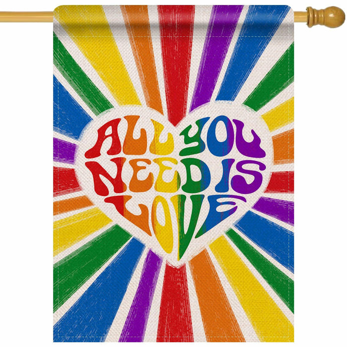 Artofy Pride Rainbow All You Need is Love House Flag Burlap 28x40 Festival by Deal US
