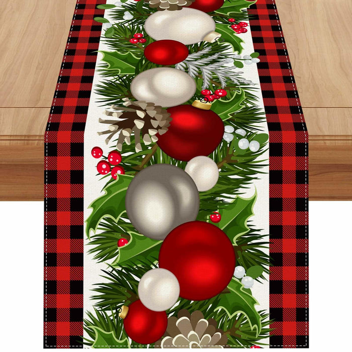 Jiudungs Linen Buffalo Check Plaid Table Runner 108in Black White by Deal US