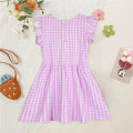 Mumetaz Toddler Girls Ruffle Sleeveless Floral Dress Purple Plaid Size 4-5T by Deal US
