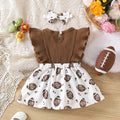 Chichoo Baby Girl Football Ruffle Sleeveless Romper Dress Headband Size 12-18M by Deal US