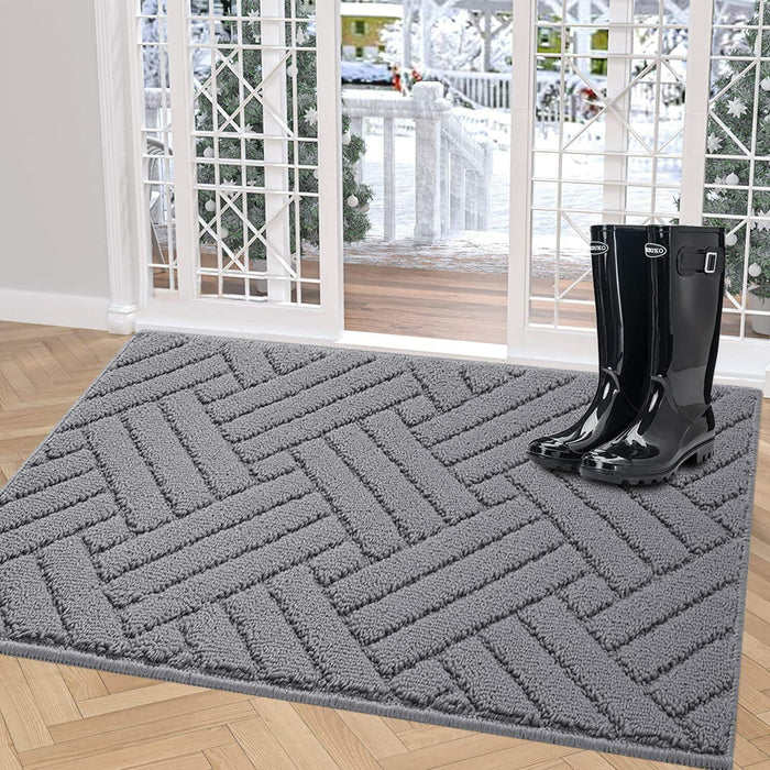 JEEDOVIA Door Mat Indoor Non-Slip Rubber Backing Heavy Duty Grey 36x59 by Deal US
