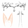JeVenis Set of 3 Silver Elf Headpieces Elf Ears Crown Fairy Jewelry by Deal US