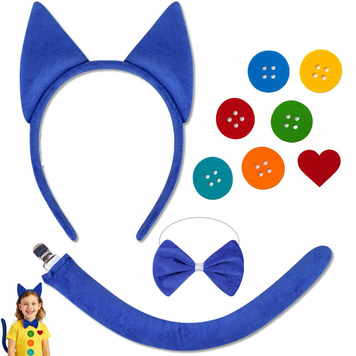 Bonviv Blue Cat Costume Set Ears Bow Tie Tail Kids Adults Halloween by Deal US