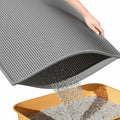 ESTHELLO Cat Litter Mat Large Honeycomb Double Layer Gray 36x30 by Deal US