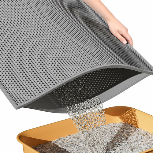 ESTHELLO Cat Litter Mat Large Honeycomb Double Layer Gray 36x30 by Deal US