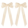 Aileam 2PCS Velvet Hair Bows Ivory Beige Big Fall Alligator Clips by Deal US
