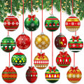 gisgfim 16 Pc Christmas Wooden Ornaments Set Red Green Gold Balls by Deal US