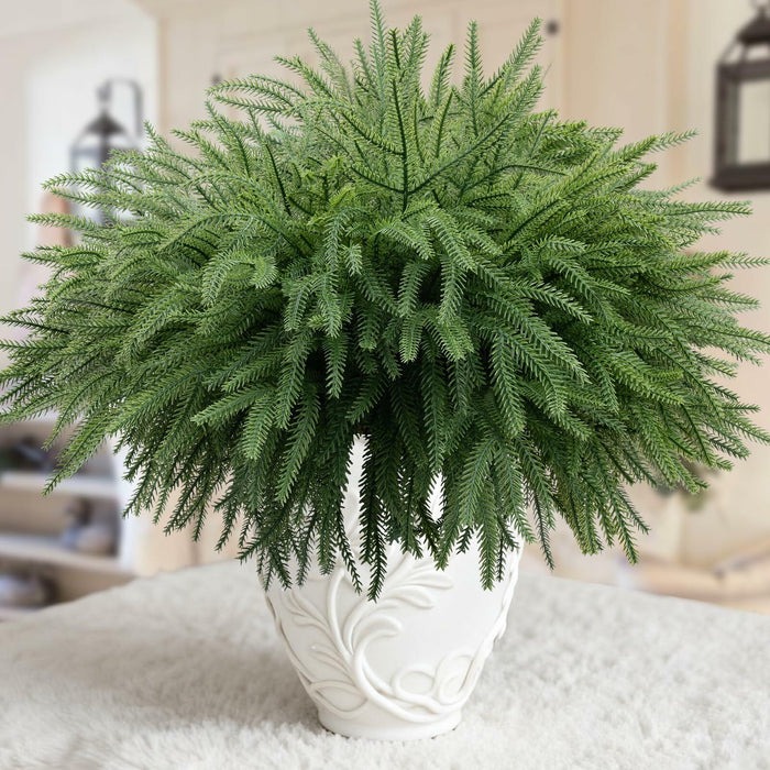 JDKPK 12 Pcs Norfolk Pine Branch 18" Artificial Greenery Green by Deal US