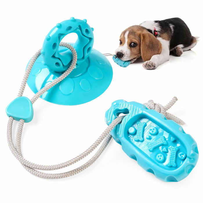 Jieffifa Indestructible TPR Dog Chew Toy with Suction Cup Blue by Deal US