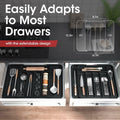 Aujen Expandable Silverware Organizer Kitchen Drawer Tray Black Medium by Deal US