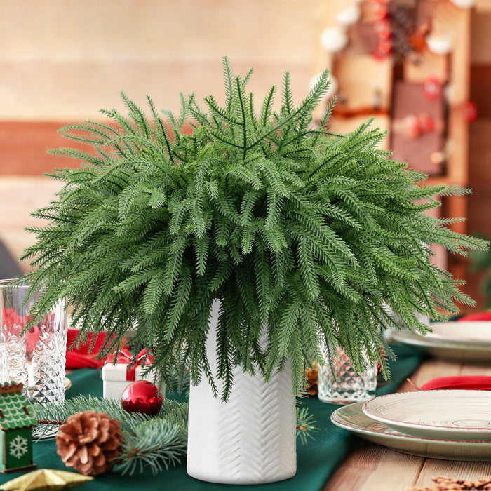 HUZIYAHAN Christmas Norfolk Pine Stems 18in Green Branches 8 Count by Deal US