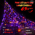 BlcTec Halloween Outdoor Spider Web 19.7x14.7ft White 250 LED Purple Orange by Deal US